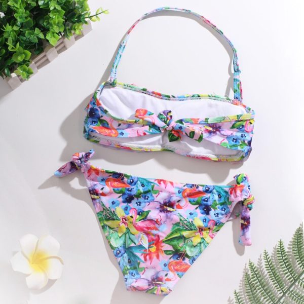 2020 meninas roupa de banho plissado duas peças trajes de banho 7-16years crianças roupa de banho com almofada interior beachwear meninas tankini 1062 - Image 2