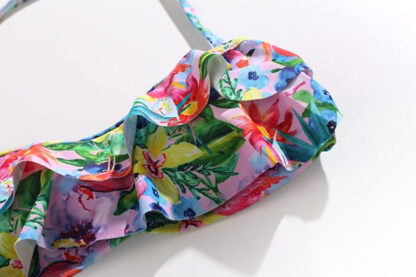 2020 meninas roupa de banho plissado duas peças trajes de banho 7-16years crianças roupa de banho com almofada interior beachwear meninas tankini 1062 - Image 3