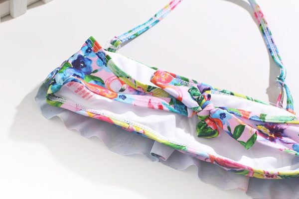 2020 meninas roupa de banho plissado duas peças trajes de banho 7-16years crianças roupa de banho com almofada interior beachwear meninas tankini 1062 - Image 4