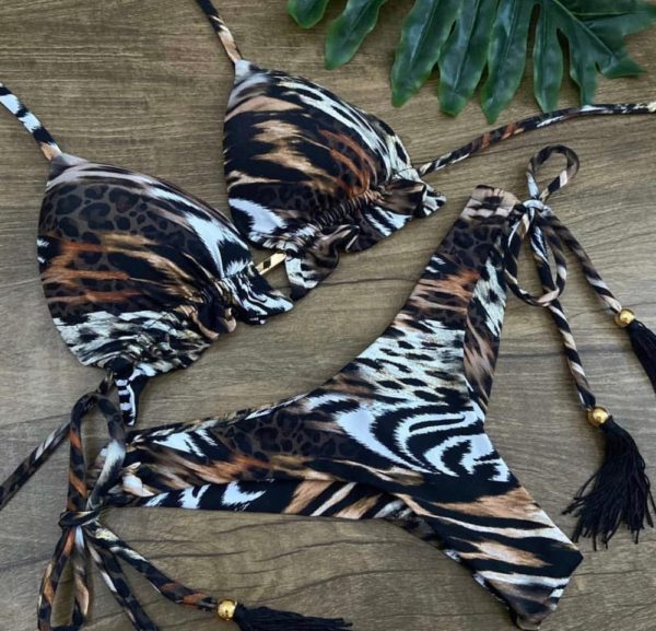 2020 mulheres sexy bikini definir floral impressão bandagem maiô cintura alta tanga biquini brasileiro roupa de banho verão praia - Image 2