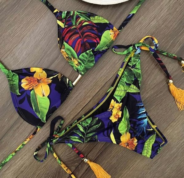 2020 mulheres sexy bikini definir floral impressão bandagem maiô cintura alta tanga biquini brasileiro roupa de banho verão praia - Image 6