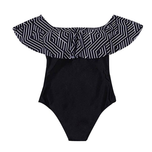 2020 nova sexy fora do ombro sólida roupa de banho das mulheres um pedaço maiô feminino babado monokini swim wear xl 20feb19 - Image 2