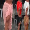 2020 peça feminina saia de praia babados sarong bikini praia cobrir chiffon envoltório saias maiô verão maiôs - Image 3