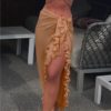2020 peça feminina saia de praia babados sarong bikini praia cobrir chiffon envoltório saias maiô verão maiôs - Image 5
