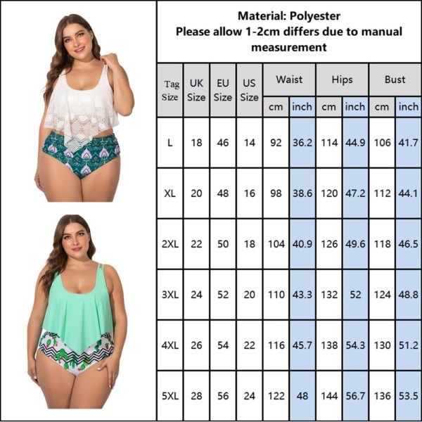 2020 plus size bikini roupa de banho das mulheres cintura alta maiô estampado biquíni conjunto 2 peças beachwear terno de natação 5xl q30 - Image 6