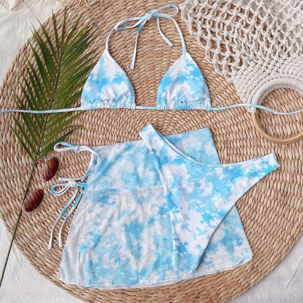 2020 sexy três peças conjunto de biquíni feminino biquíni com saia maiô feminino impressão biquini fatos de banho verão beach wear - Image 6