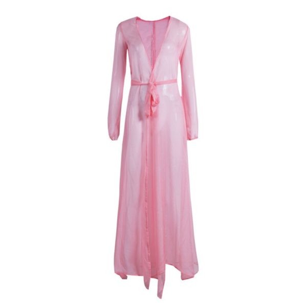 2020 túnica feminina transparente, maxi vestido de praia para verão, túnica de chiffon, maiô feminino - Image 5