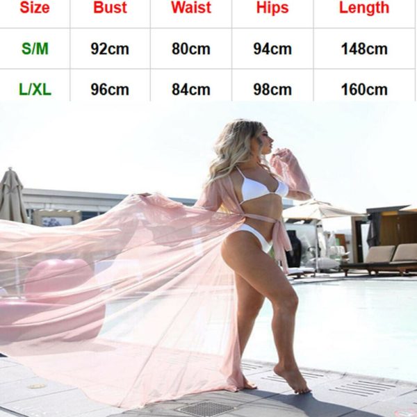2020 túnica feminina transparente, maxi vestido de praia para verão, túnica de chiffon, maiô feminino - Image 6