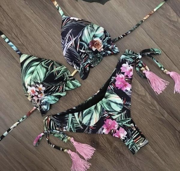 Biquíni feminino xadrez estilo push up, 2020, maiô feminino, conjunto de roupa de banho, moda praia brasileira - Image 2