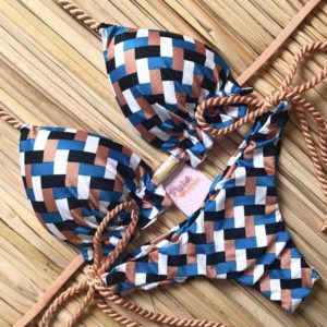 Biquíni feminino xadrez estilo push up, 2020, maiô feminino, conjunto de roupa de banho, moda praia brasileira