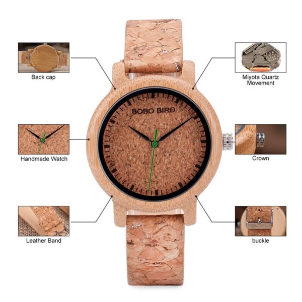 Bobo bird relógio de pulso quartzo bambu m12, relógio para homens e mulheres relógios de pulso de marca de luxo top com movimento japonês como presente - Image 6