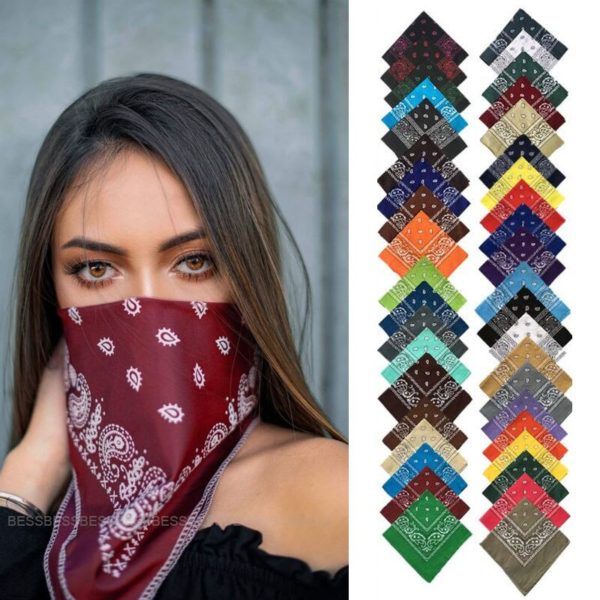 Bohemia impressão do vintage bandana faixas de cabelo para meninas feminino bandana lenço máscara facial cruz turbante bandanas headwear 55cmx55cm - Image 2