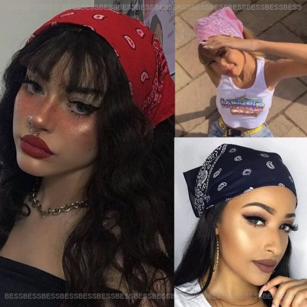 Bohemia impressão do vintage bandana faixas de cabelo para meninas feminino bandana lenço máscara facial cruz turbante bandanas headwear 55cmx55cm - Image 3