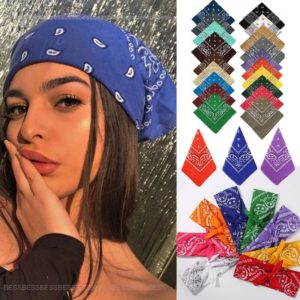 Bohemia impressão do vintage bandana faixas de cabelo para meninas feminino bandana lenço máscara facial cruz turbante bandanas headwear 55cmx55cm
