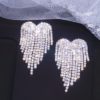 Brincos borla para mulheres, luxuosos, strass, brincos de borla, elegantes, cristal, coração, gota, pendurado, brincos de casamento, acessórios, joias - Image 2