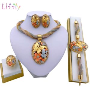 Brincos de jóias de ouro de dubai conjuntos de jóias para o casamento feminino anel de pulseira de noiva pingente de jóias conjunto