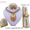 Brincos de jóias de ouro de dubai conjuntos de jóias para o casamento feminino anel de pulseira de noiva pingente de jóias conjunto - Image 6