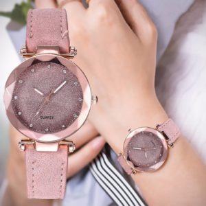 Casual feminino romântico céu estrelado relógio de pulso couro strass designer senhoras relógio simples vestido gfit montre femme