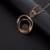 Colar pingente de cristal preto, corrente dourada, círculo grande, redondo, pingente, colar longo, acessórios de joias para mulheres, presentes - Image 4