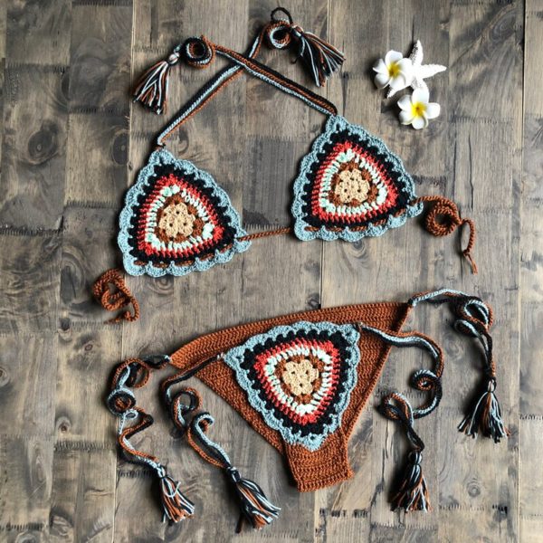 Conjunto de biquíni sensual feminino, maiô de crochê, boêmio, praia, conjunto de micro biquíni sexy, 2020, venda imperdível - Image 3
