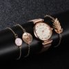 Conjunto de luxo relógio feminino ímã fivela flor feminino relógio pulseira rosa ouro strass vestido senhoras relógio presente conjunto montre femme