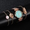 Conjunto de luxo relógio feminino ímã fivela flor feminino relógio pulseira rosa ouro strass vestido senhoras relógio presente conjunto montre femme - Image 3