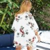Cupshe biquíni kimono feminino, chiffon estampa floral borlas cobertura de roupa de praia túnica verão 2020