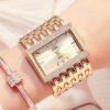 G & D Marca Mulheres Relógios Moda Retângulo Caso Relógio de Quartzo Pulseira Relógio de Pulso de Luxo de Cristal de Ouro Relógio de Senhoras - Image 4