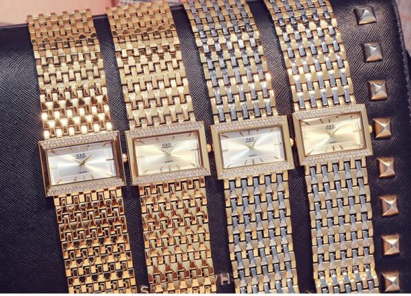 G & D Marca Mulheres Relógios Moda Retângulo Caso Relógio de Quartzo Pulseira Relógio de Pulso de Luxo de Cristal de Ouro Relógio de Senhoras - Image 6