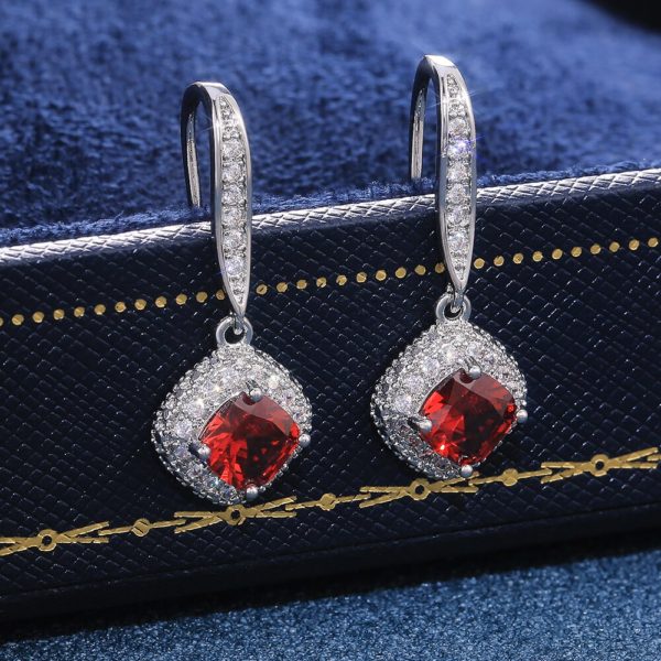 Huitan nova moda luxo prata cor praça gota brinco casamento acessórios de noiva brilho zircão pedra elegante feminino jóias - Image 3