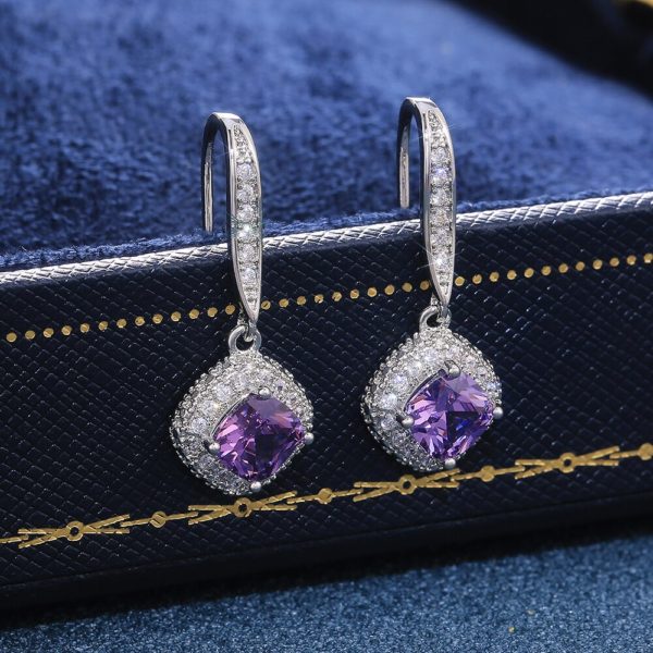 Huitan nova moda luxo prata cor praça gota brinco casamento acessórios de noiva brilho zircão pedra elegante feminino jóias - Image 5
