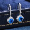 Huitan nova moda luxo prata cor praça gota brinco casamento acessórios de noiva brilho zircão pedra elegante feminino jóias - Image 6