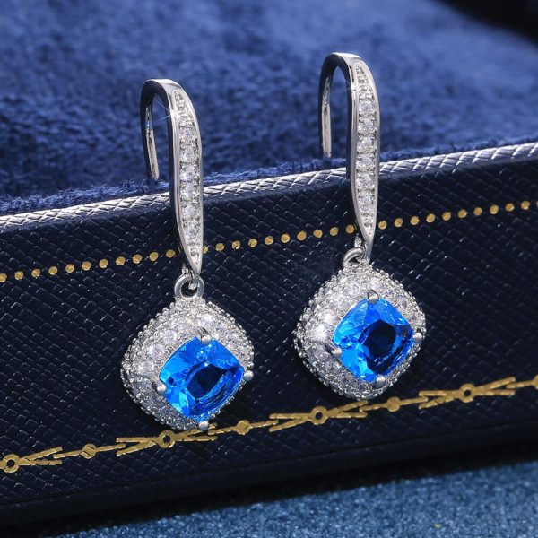 Huitan nova moda luxo prata cor praça gota brinco casamento acessórios de noiva brilho zircão pedra elegante feminino jóias - Image 6