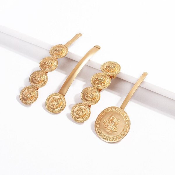 INS Estilo Hot Acessórios Para o Cabelo Retro Elegante Titular Do Cabelo da Menina das Mulheres Primavera Cabeça Clipe Hairpin Ouro Cabeça De Desgaste de Metal Ganchinhos - Image 4