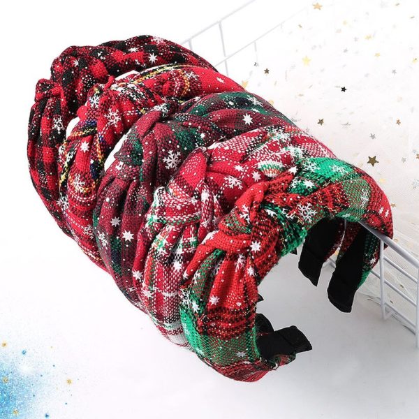 LEVAO Presentes de Natal Moldura Mulheres Hairbands Turbante Feminino Xadrez Vermelha Atada Headbands Meninas Acessórios Para o Cabelo Headwear Cabeça Aro - Image 5