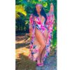 Maiô e cover up define 2020 sexy mulher roupa de banho beach wear floral impressão com decote em v bandage bikini conjunto cobrir conjunto de duas peças