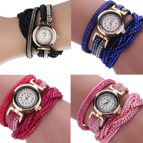 Marca relógios de luxo feminino cristal pulseira de ouro quartzo jóias relógio de pulso strass senhoras vestido presente relógios 20 - Image 2