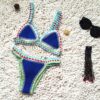 Micro bikini 2019 mulheres artesanal crochê malha maiô halter retalhos maiô biquini tanga bikini traje de banho de bano - Image 2