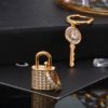 Micro pave cz chave bloqueio brincos de gota para as mulheres acessórios pequenos argolas prateadas de ouro feminino brincos de luxo jóias presente 2020 novo - Image 3