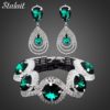 Moda casamento nupcial conjuntos de jóias para as mulheres strass cristal austríaco conjunto de jóias pulseira brincos conjunto acessórios indianos