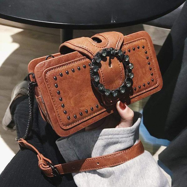 Moda de metal pesado-2020 retro feminina bolsas de ombro diamante aleta cross-corpo saco máquina punk estilo all-match mensageiro sacos - Image 2