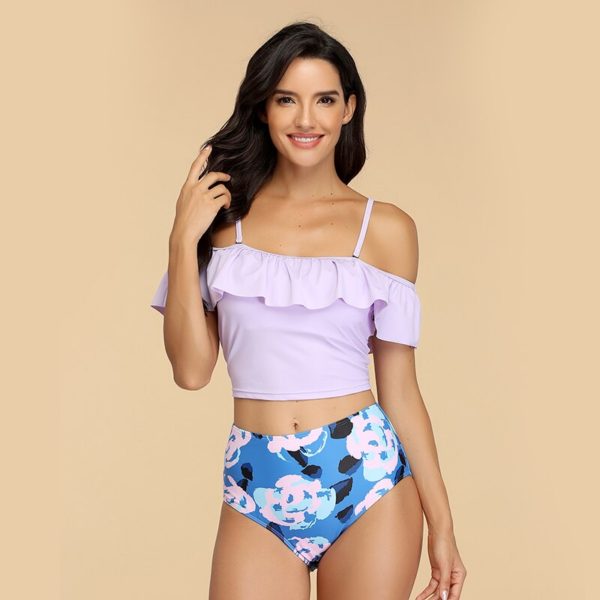 Nakiaeoi 2020 novo biquíni feminino cintura alta maiô push up vestido de banho tankini bikini conjunto halter beach wear fatos de banho - Image 3
