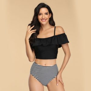 Nakiaeoi 2020 novo biquíni feminino cintura alta maiô push up vestido de banho tankini bikini conjunto halter beach wear fatos de banho