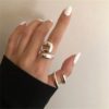 Nova moda feminina geometria estilo punk estilo euramerican restaurando antigas formas anel anel liga anel corrente acessórios - Image 4