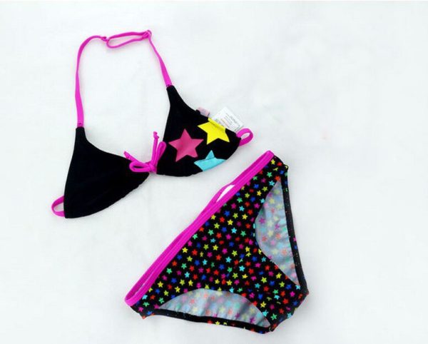 Nova roupa de banho de verão para meninas, duas peças, moda praia, 2020 roupa de banho de estrela padrão para crianças, biquíni dividido para meninas - Image 2