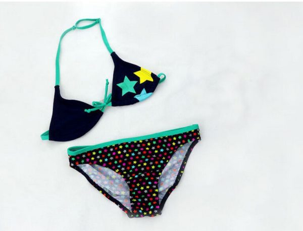Nova roupa de banho de verão para meninas, duas peças, moda praia, 2020 roupa de banho de estrela padrão para crianças, biquíni dividido para meninas - Image 3