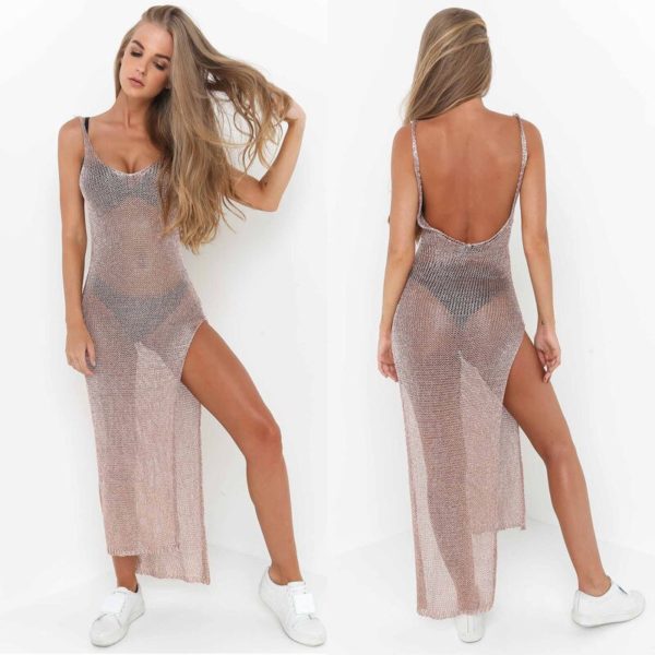 Nova saída de praia sexy feminina, cobertura de biquíni, perspectiva de malha, vestido de praia, maiô, verão, 2020 - Image 2