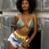 Novo biquíni estilo africano com estampa de duas peças, conjunto de roupa de banho sexy geométrica, maiô de cintura alta, dourado, 2020 - Image 2
