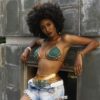 Novo biquíni estilo africano com estampa de duas peças, conjunto de roupa de banho sexy geométrica, maiô de cintura alta, dourado, 2020 - Image 3