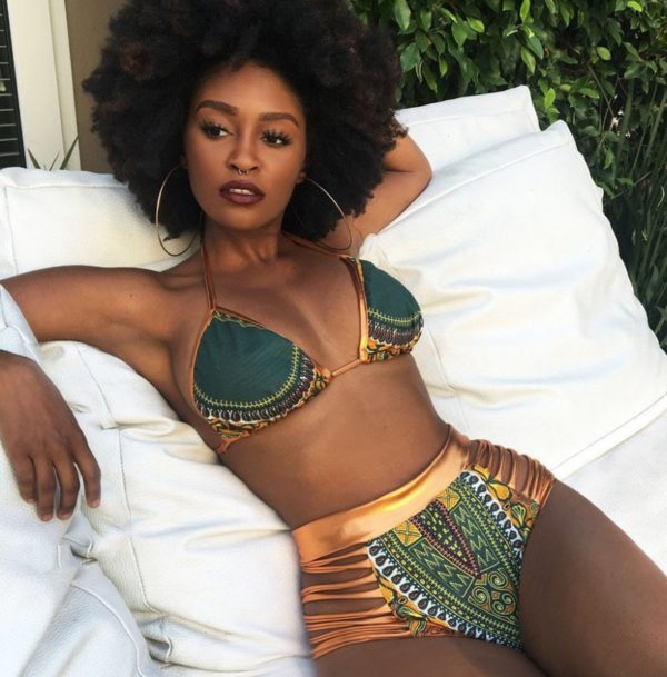 Novo biquíni estilo africano com estampa de duas peças, conjunto de roupa de banho sexy geométrica, maiô de cintura alta, dourado, 2020